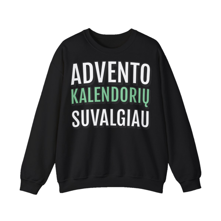 Džemperis „Advento kalendorių suvalgiau per vieną dieną“ – juoda
