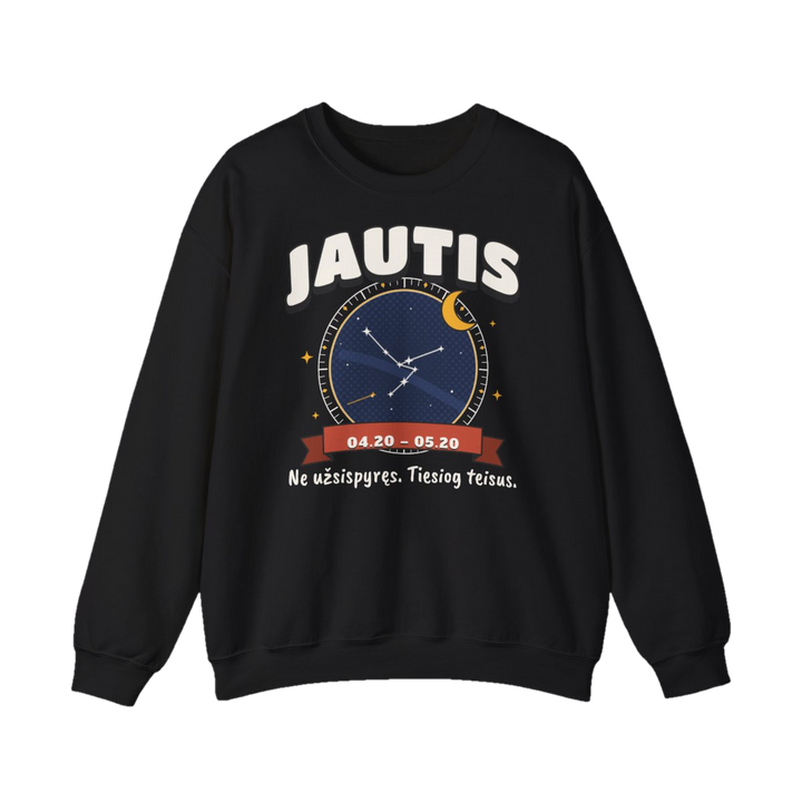 Džemperis „Jautis: Ne užsispyręs. Tiesiog teisus.“ – juoda
