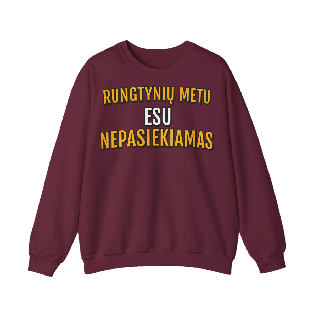 Džemperis „Rungtynių metu esu nepasiekiamas“ – bordo