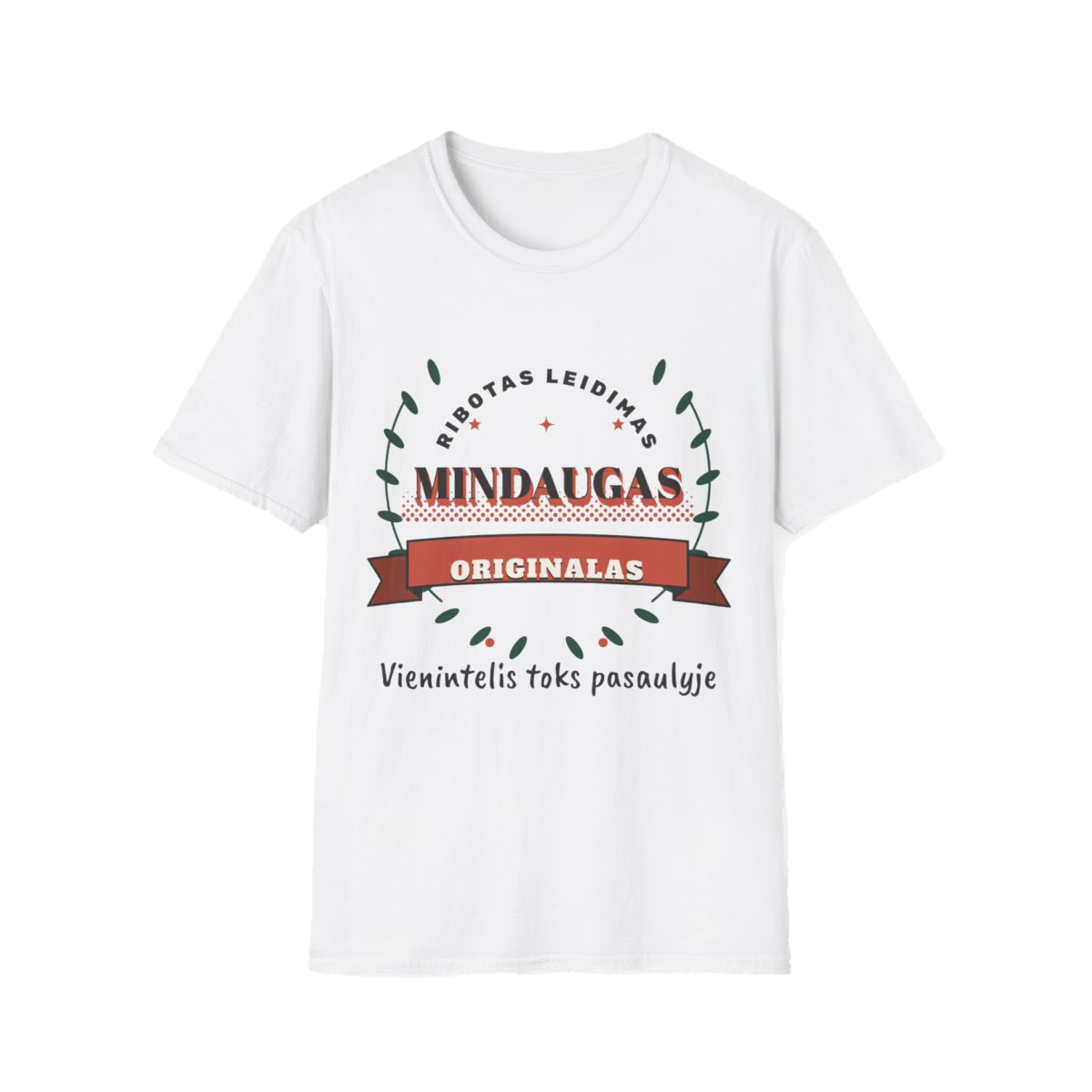 Marškinėliai „Mindaugas. Ribotas leidimas“ – balta