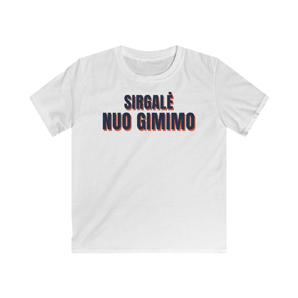 Vaikiški marškinėliai „Sirgalė nuo gimimo“ – balta