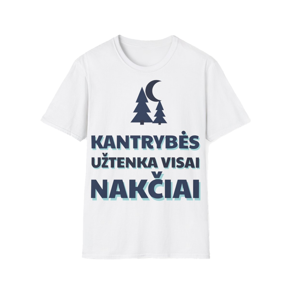Marškinėliai „Kantrybės užtenka visai nakčiai“ – balta
