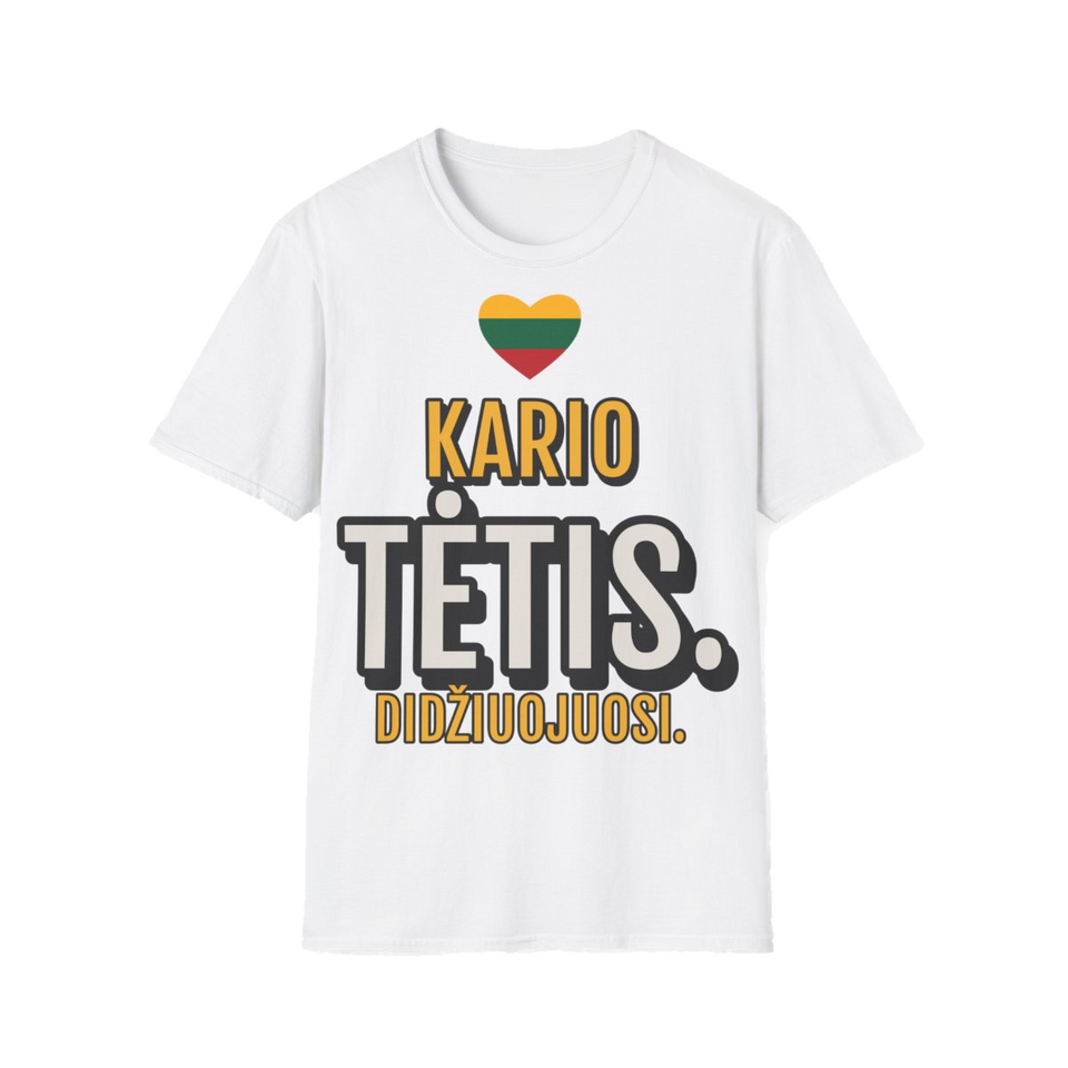 Marškinėliai „Kario tėtis. Didžiuojuosi.“ – balta
