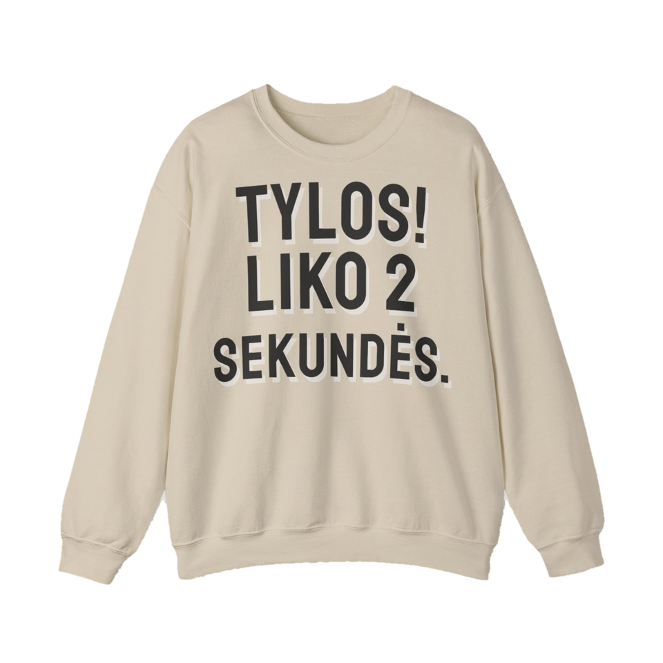 Džemperis „Tylos! Liko 2 sekundės.“ – smėlinė