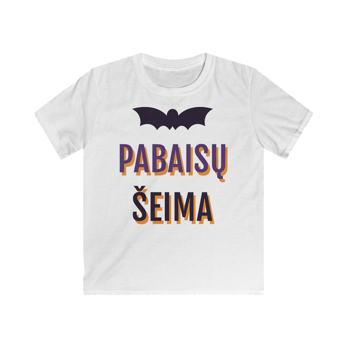 Pabaisų šeima (vaikiški) – Vaikiški marškinėliai „Pabaisų šeima“ – balta
