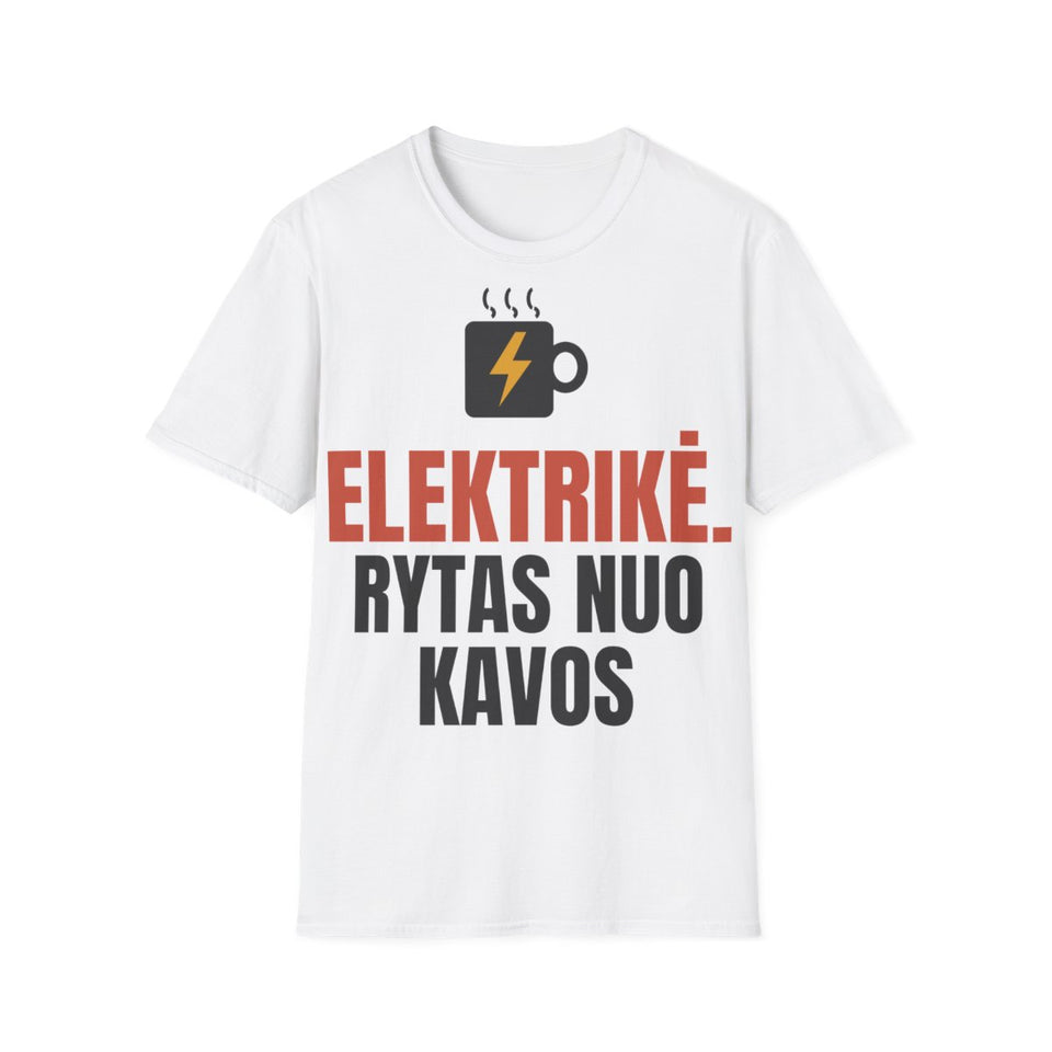 Elektrikė. Rytas nuo kavos – marškinėliai, balta spalva, priekis