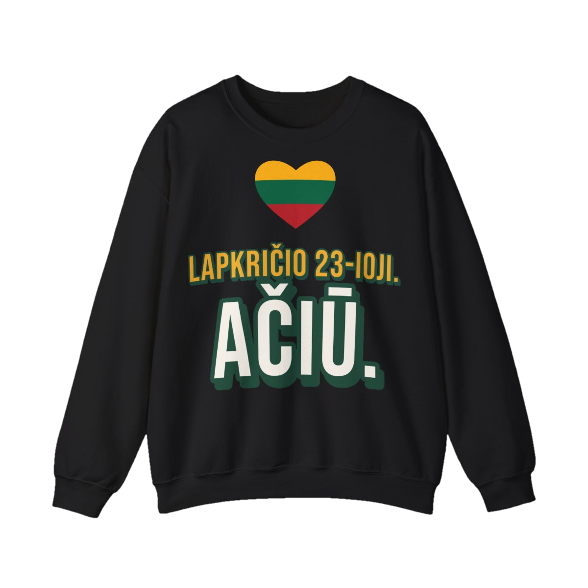 Džemperis „Lapkričio 23-ioji. Ačiū.“ – juoda
