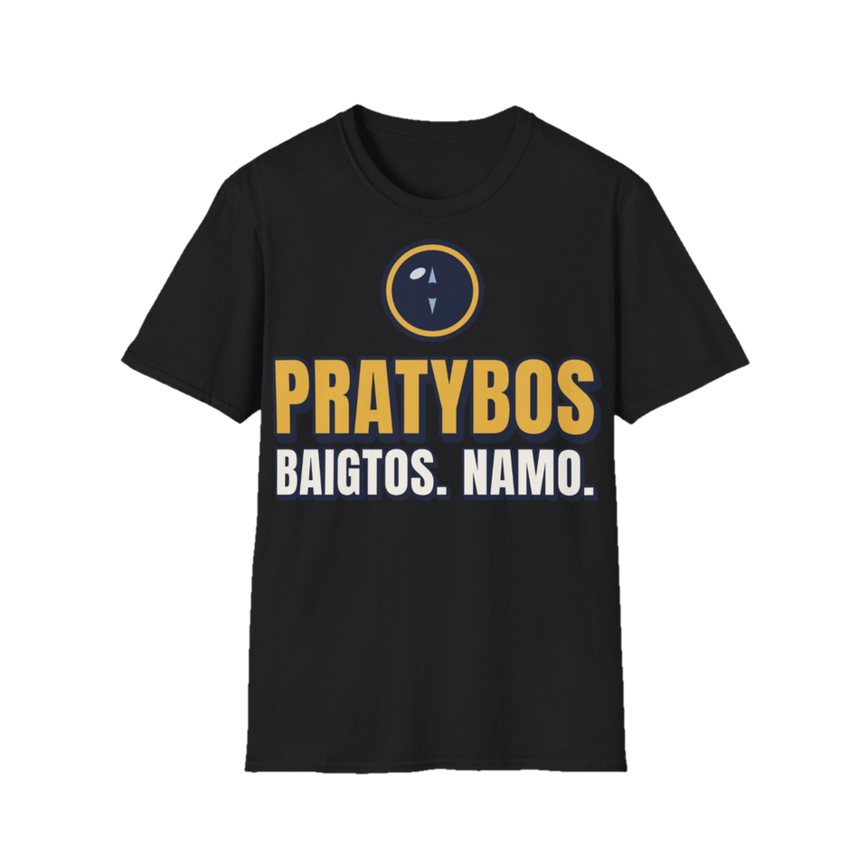 Marškinėliai „Pratybos baigtos. Namo.“ – juoda