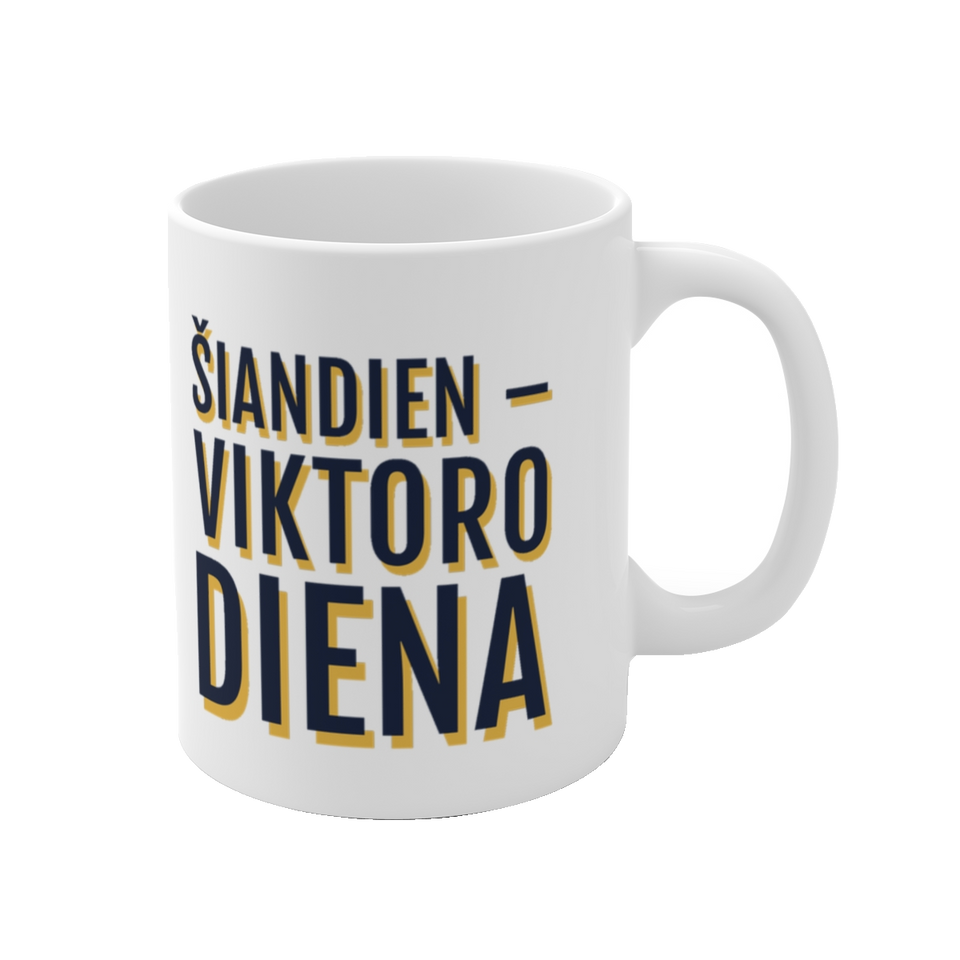 Šiandien – Viktoro diena – puodelis, spaudos vaizdas