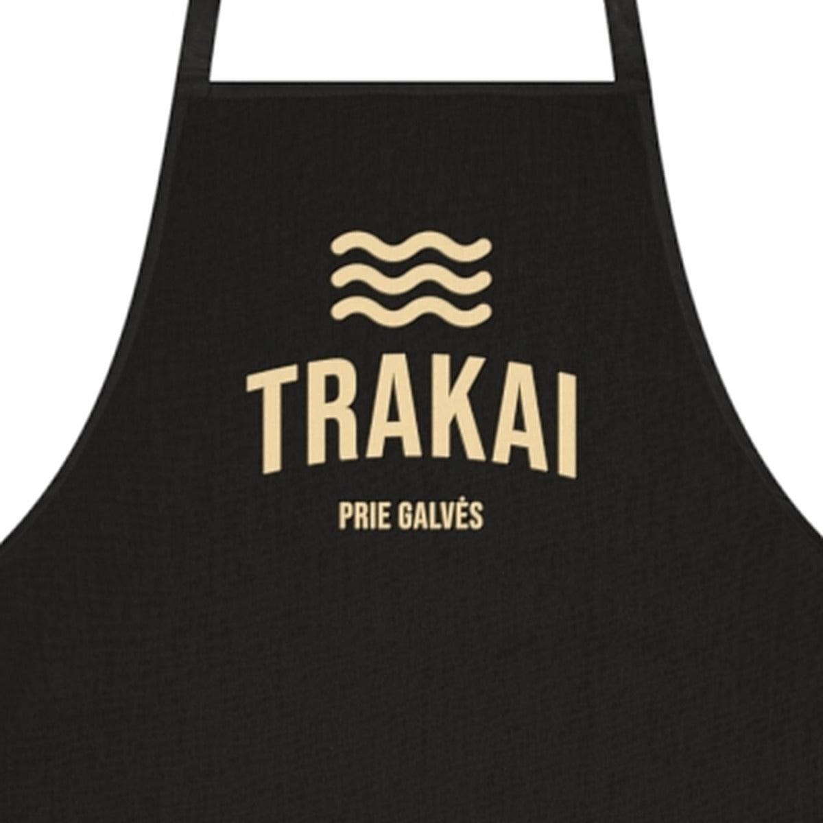 Prijuostė „Trakai“ – juoda, spaudos stambus planas