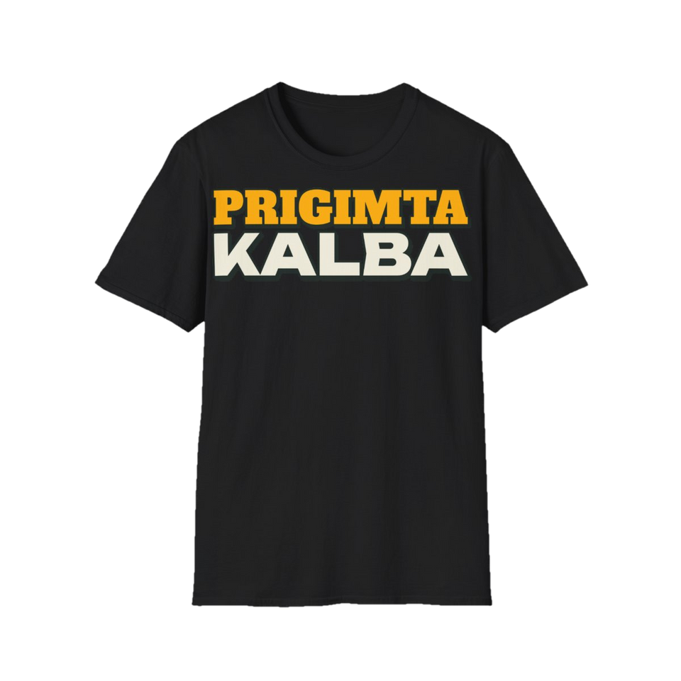 Marškinėliai „Prigimta kalba“ – juoda