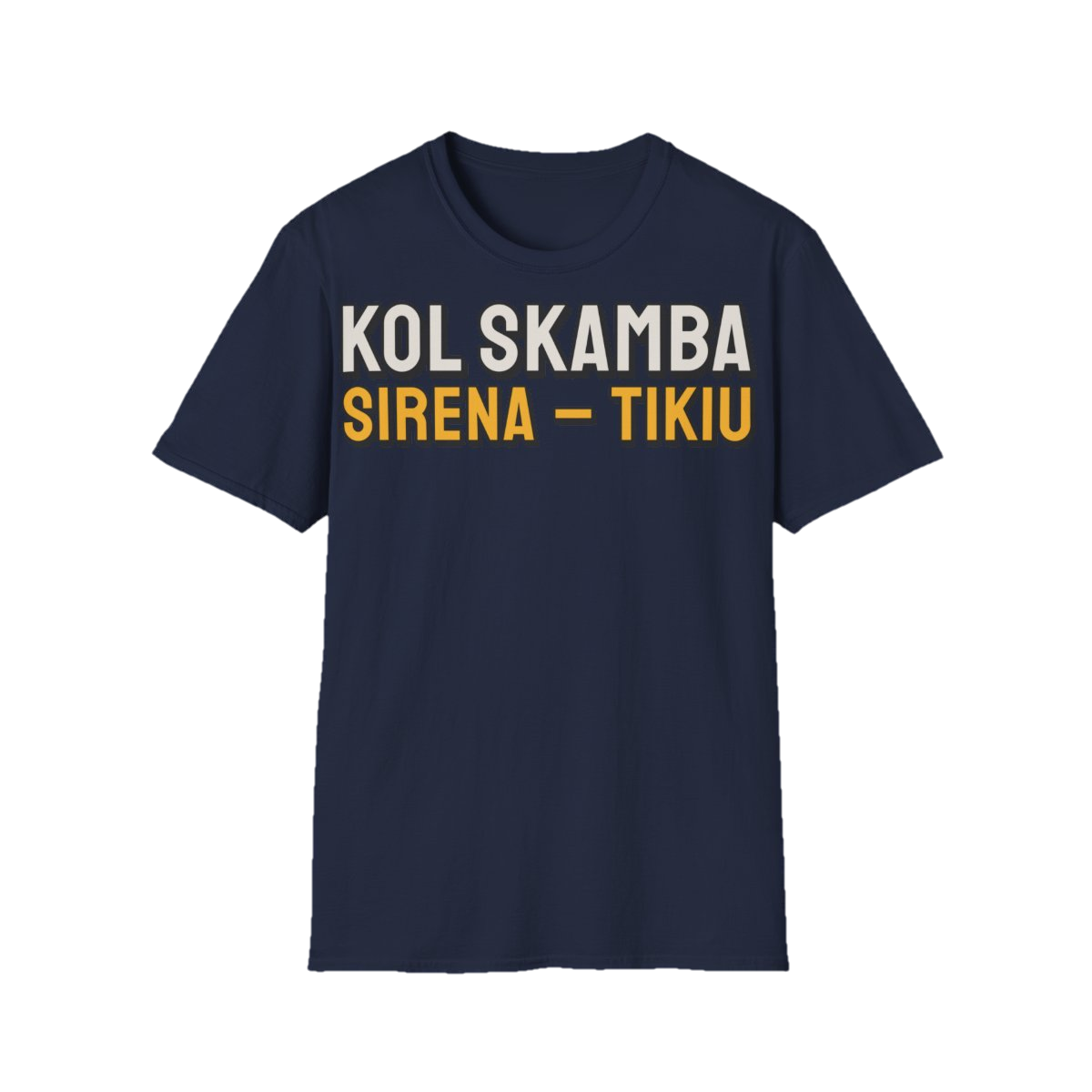 Marškinėliai „Kol skamba sirena – tikiu“ – tamsiai mėlyna