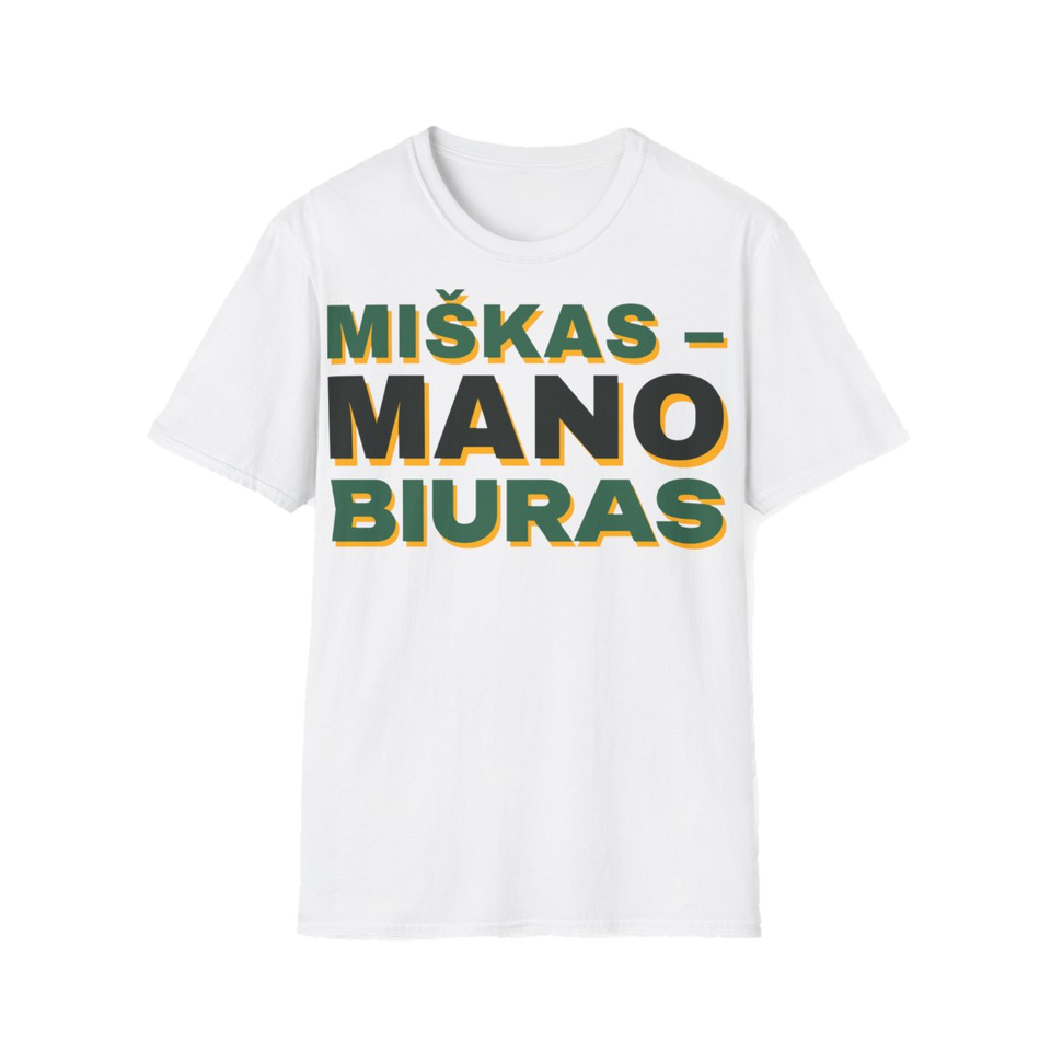 Marškinėliai „Miškas – mano biuras“ – balta