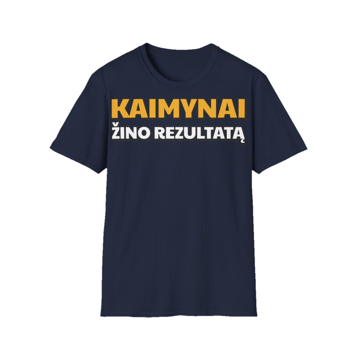 Marškinėliai „Kaimynai žino rezultatą“ – tamsiai mėlyna