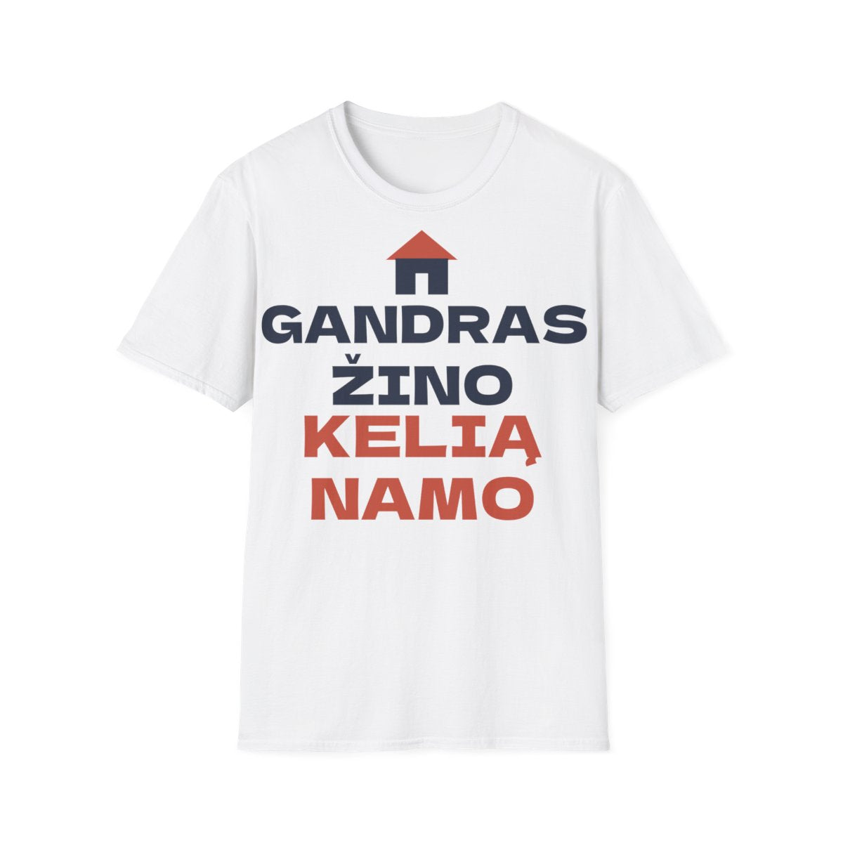 Gandras žino kelią namo – balti marškinėliai, priekis