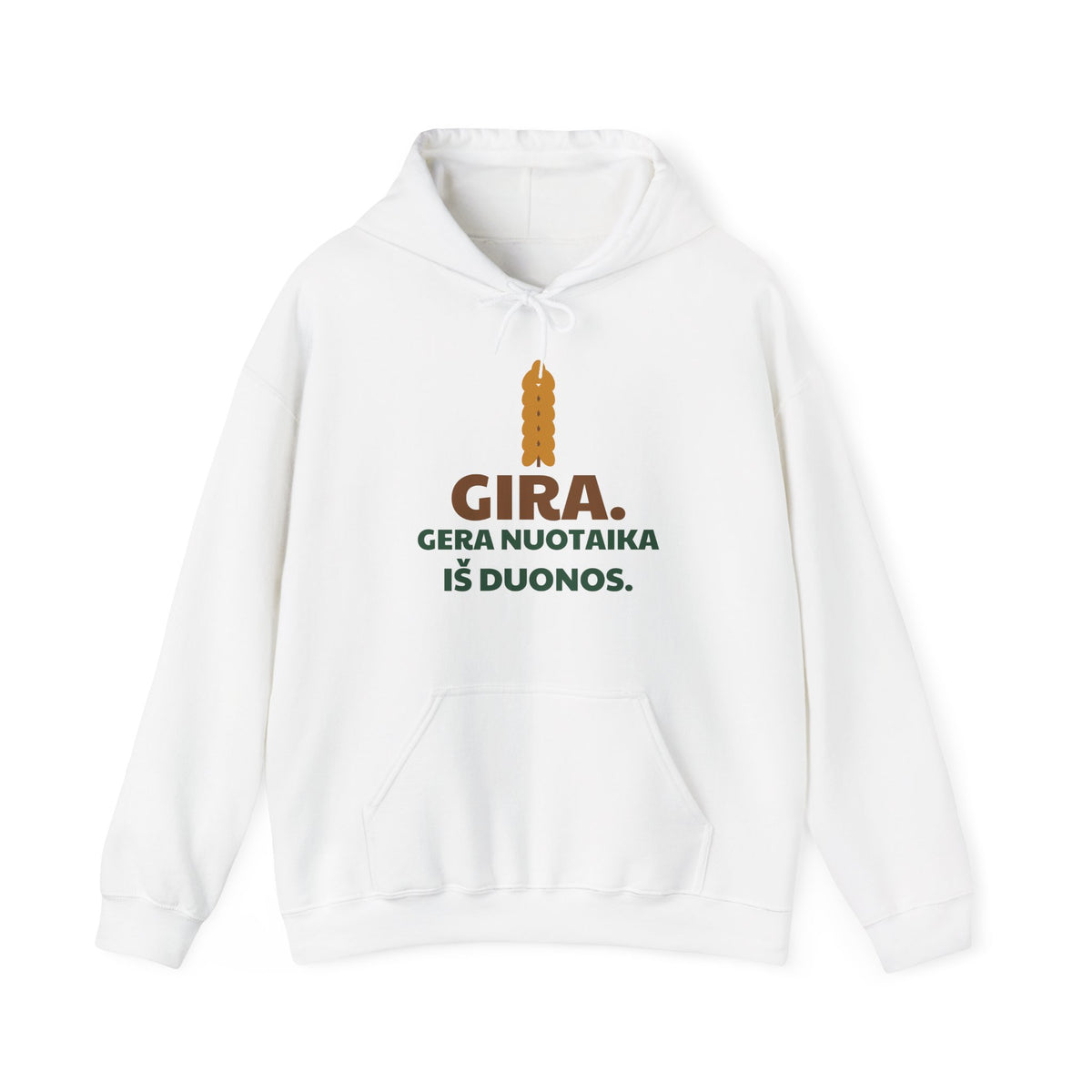 Džemperis su gobtuvu „Gira. Gera nuotaika iš duonos.“