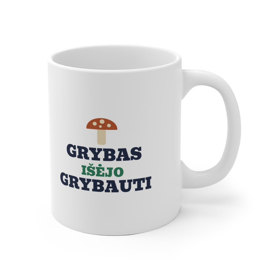 Keraminis puodelis „Grybas išėjo grybauti“