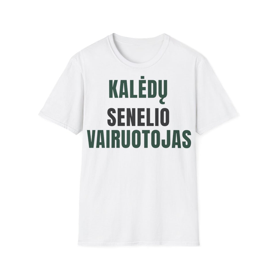 Marškinėliai „Kalėdų Senelio vairuotojas“ – balta