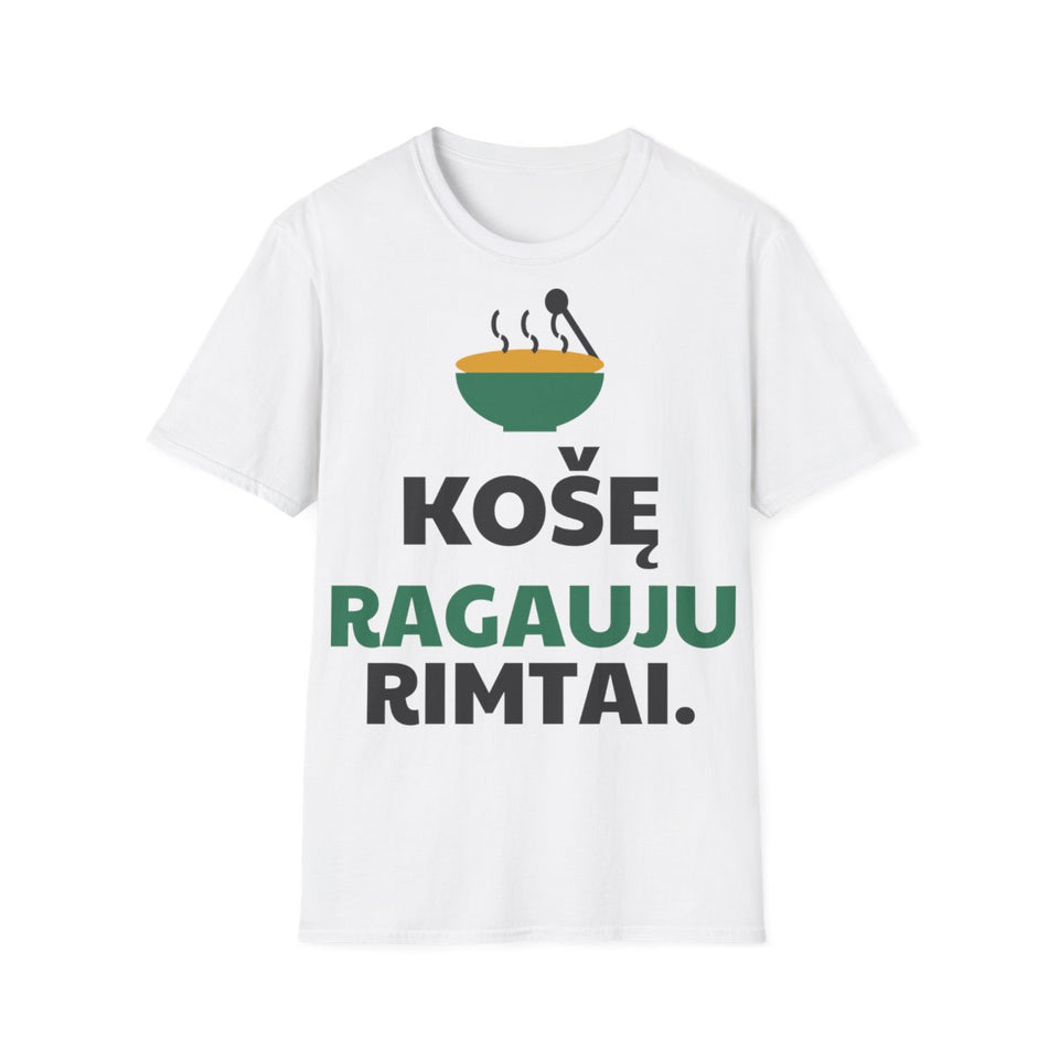 Košę ragauju rimtai – marškinėliai, balta spalva, priekis