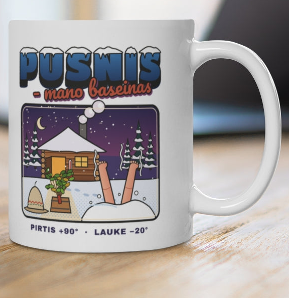 Pusnis – mano baseinas — puodelis, spaudos pusė iš arti