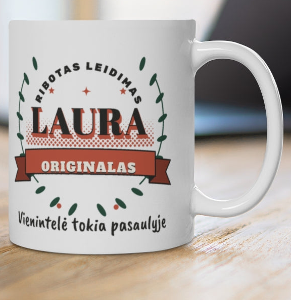 Laura. Ribotas leidimas — puodelis, spaudos pusė iš arti