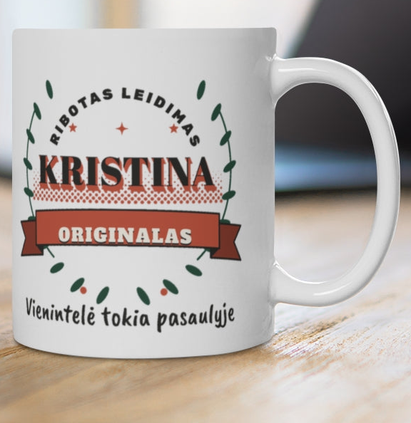 Kristina. Ribotas leidimas — puodelis, spaudos pusė iš arti