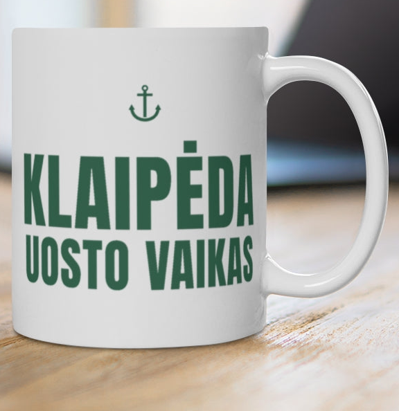 Klaipėda. Uosto vaikas — puodelis, spaudos pusė iš arti