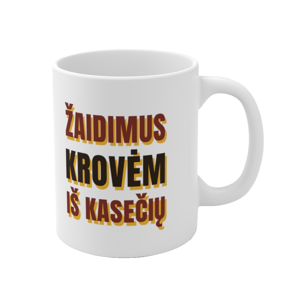 Puodelis „Žaidimus krovėm iš kasečių“