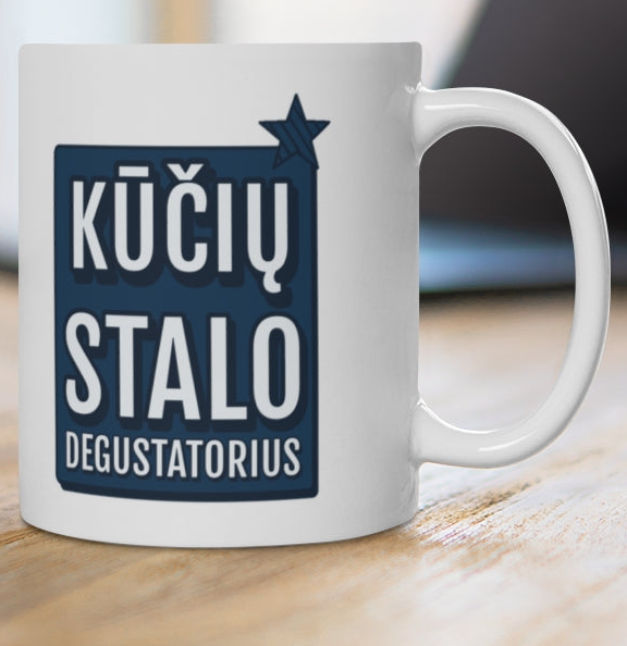 Kūčių stalo degustatorius — puodelis, spaudos pusė iš arti