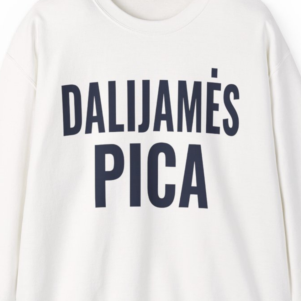Pica? Nesidalinu. – Dalijamės pica — Džemperis, spaudos pusė.