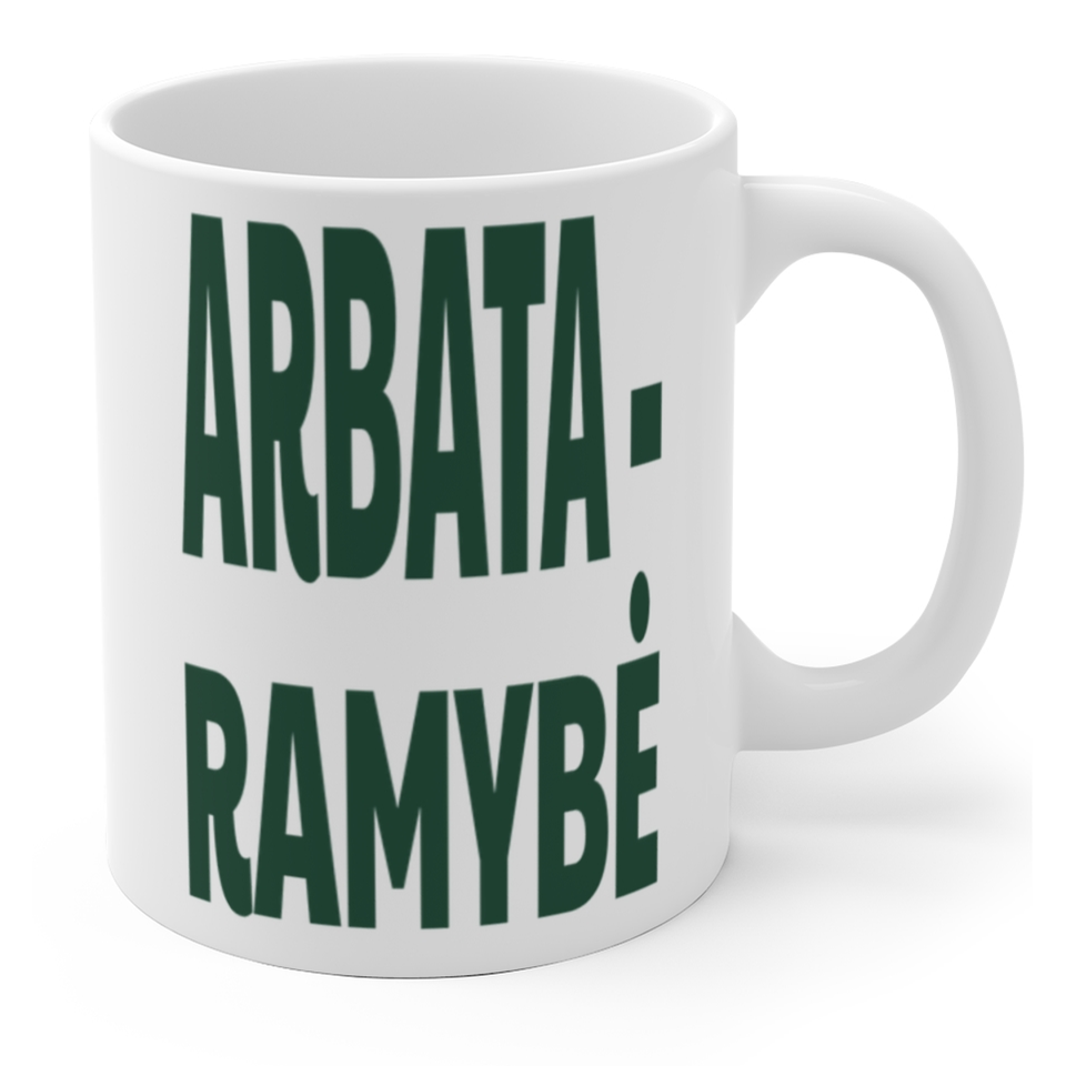 Arbata – ramybė — Puodelis, spaudos pusė.