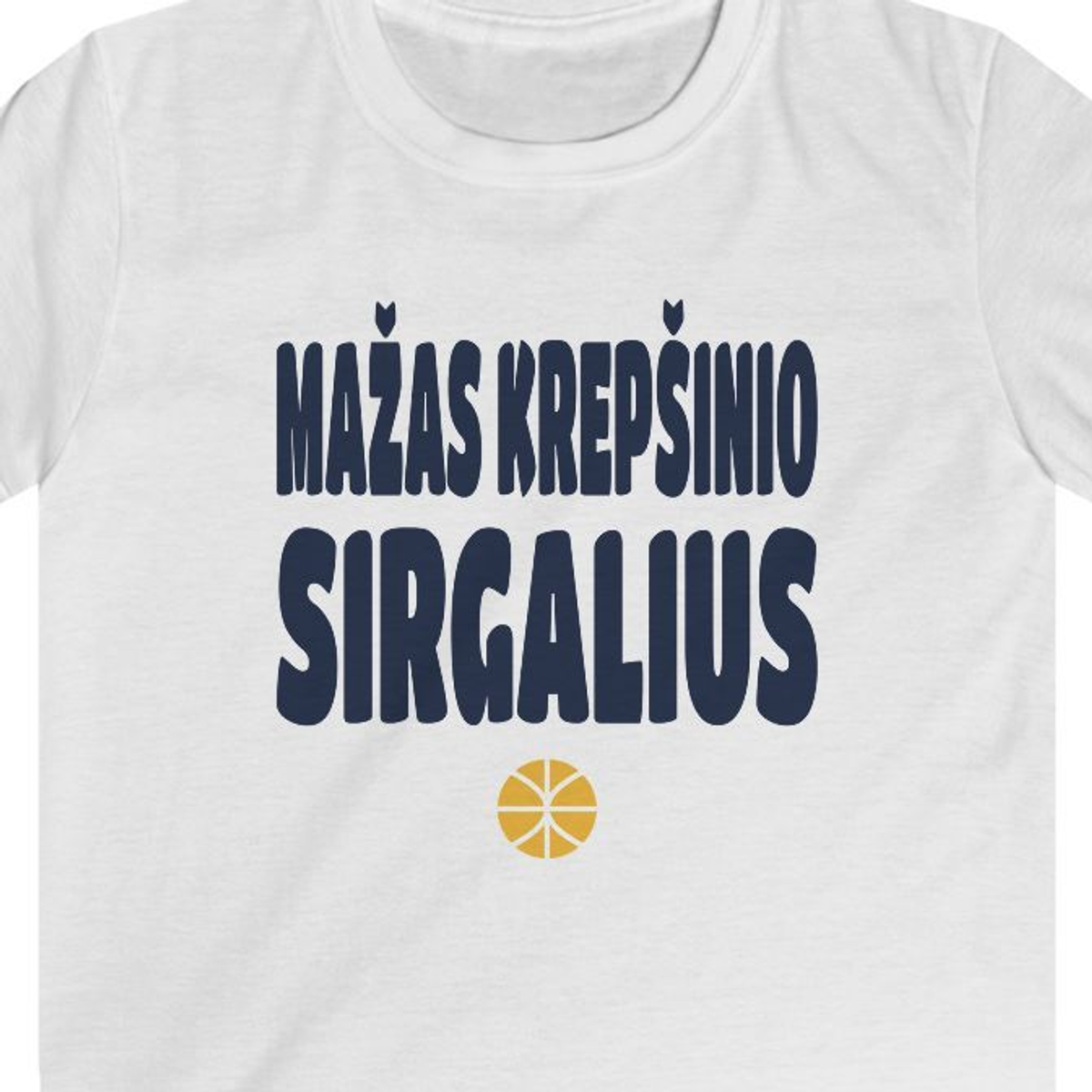 Mažas krepšinio sirgalius — Vaikiški marškinėliai, spaudos pusė.