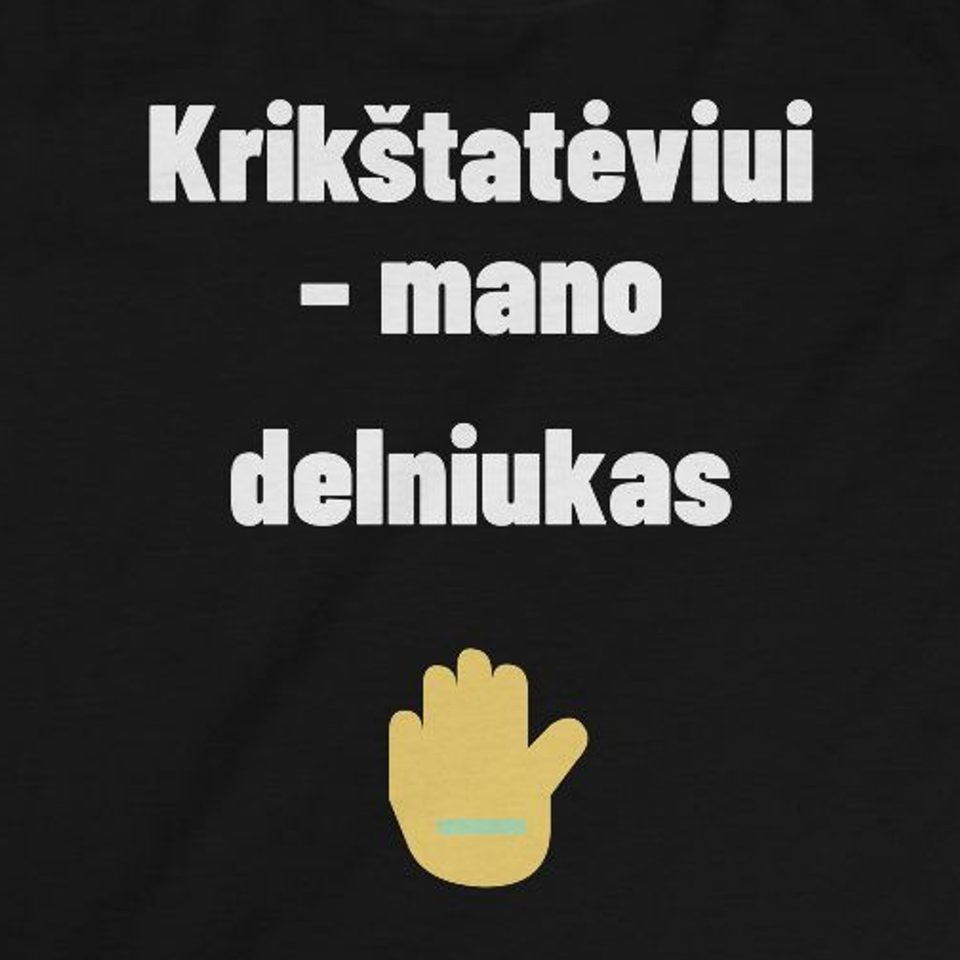 Krikštatėviui – mano delniukas — Vaikiški marškinėliai, artimas spaudos vaizdas