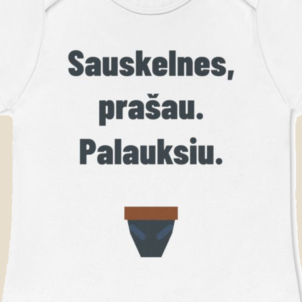 Sauskelnes, prašau. Palauksiu. — Smėlinukas, artimas spaudos vaizdas