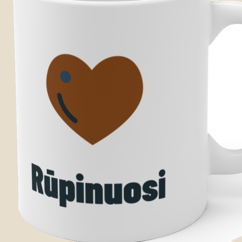 Rūpinuosi — Puodelis, artimas spaudos vaizdas