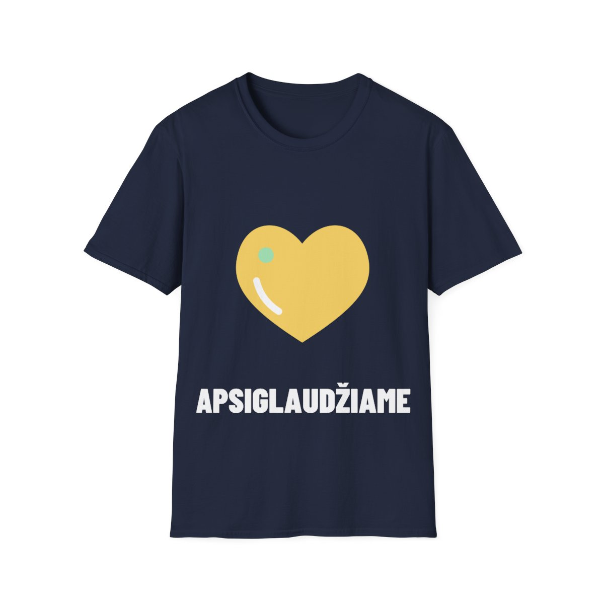 APSIGLAUDŽIAME — Marškinėliai, artimas spaudos vaizdas