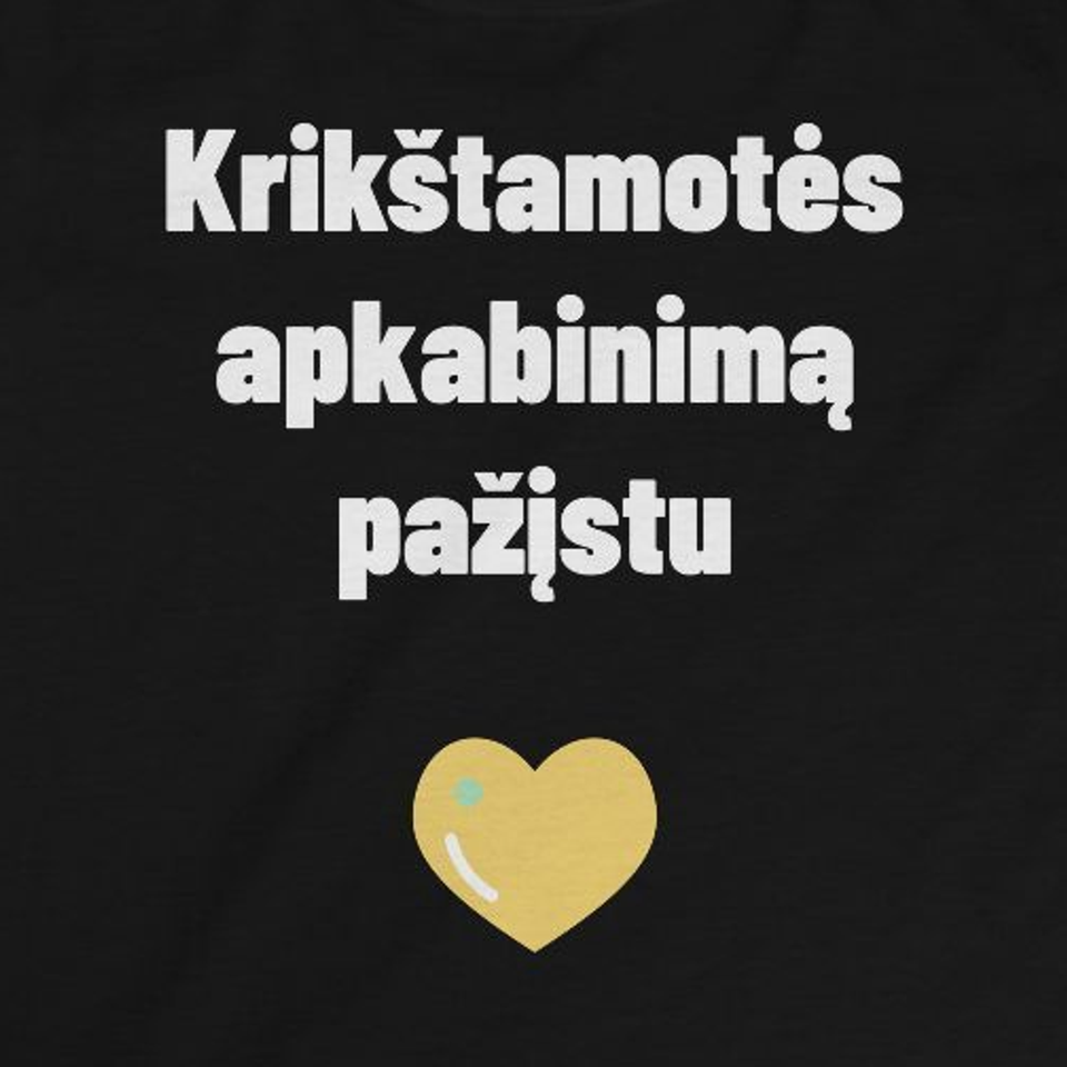 Krikštamotės apkabinimą pažįstu — Vaikiški marškinėliai, artimas spaudos vaizdas