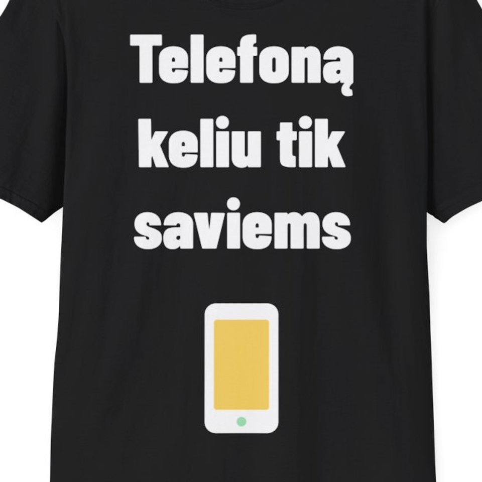Telefoną keliu tik saviems — Marškinėliai, artimas spaudos vaizdas