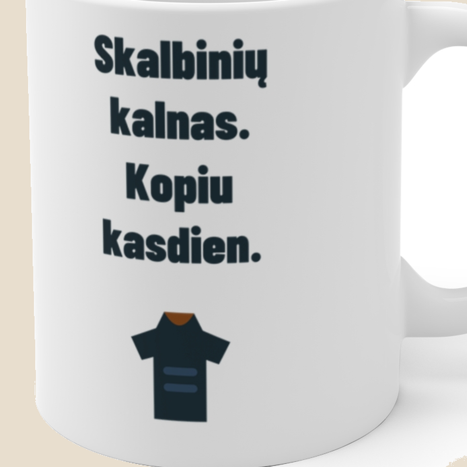 Skalbinių kalnas. Kopiu kasdien. — Puodelis, artimas spaudos vaizdas