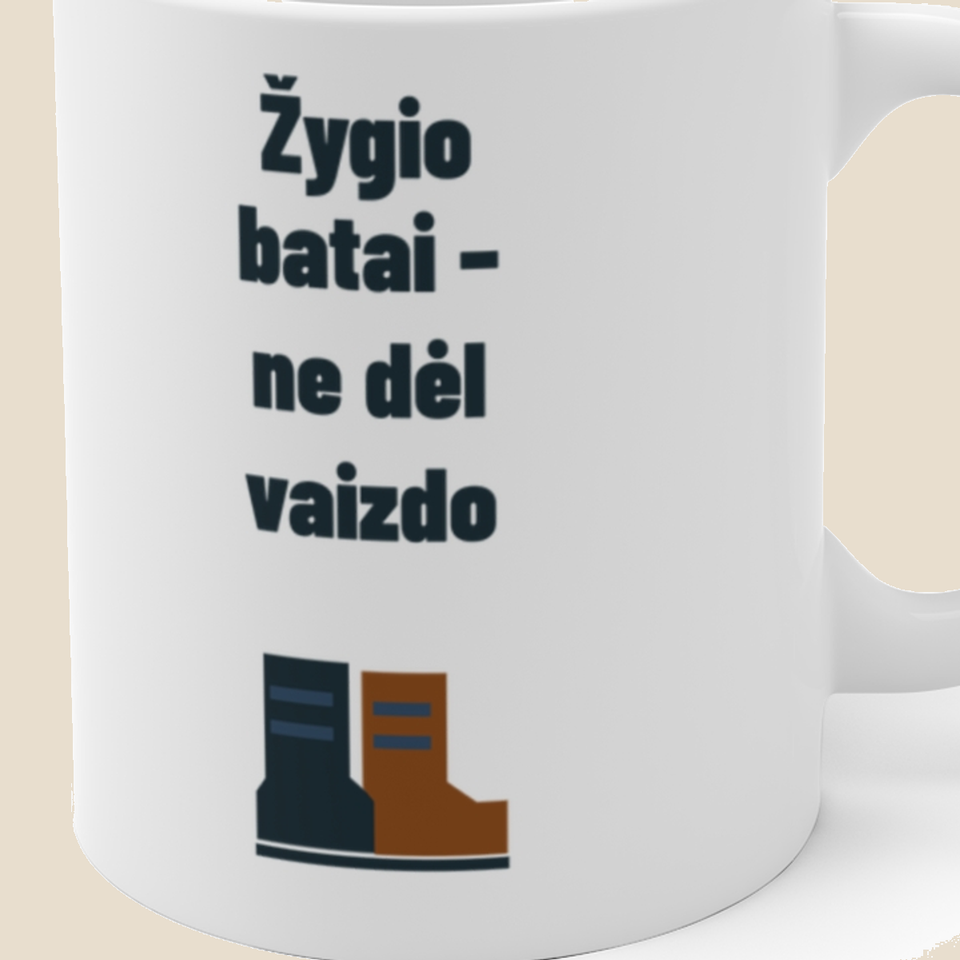 Žygio batai – ne dėl vaizdo — Puodelis, artimas spaudos vaizdas