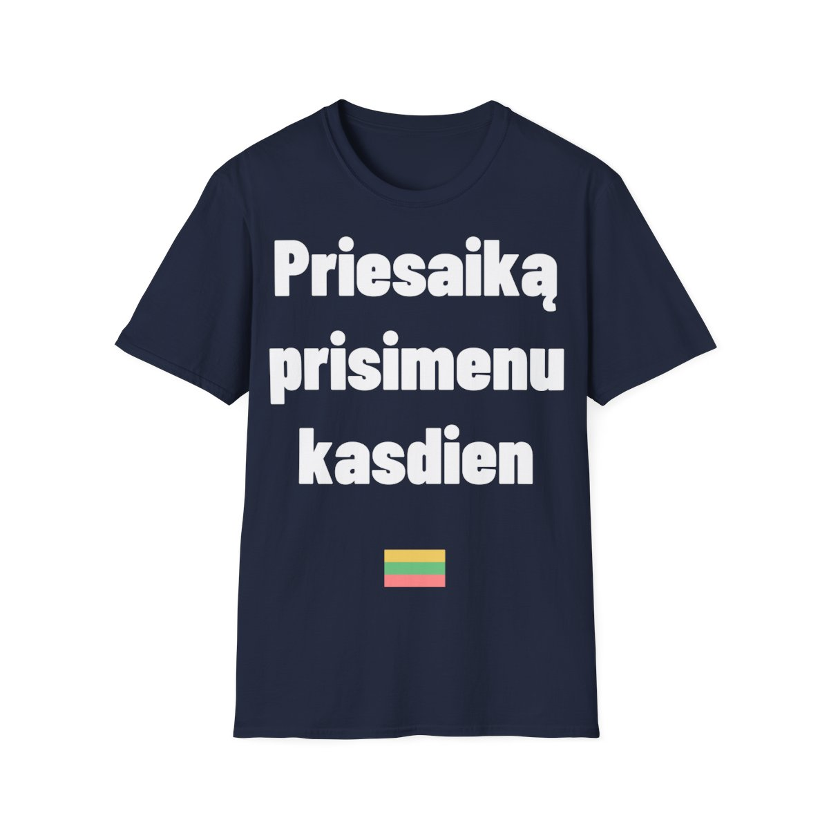 Priesaiką prisimenu kasdien — Marškinėliai, artimas spaudos vaizdas