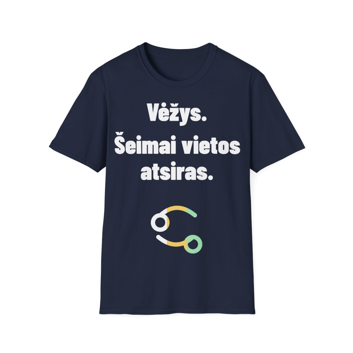 Vėžys. Šeimai vietos atsiras. — Marškinėliai, artimas spaudos vaizdas