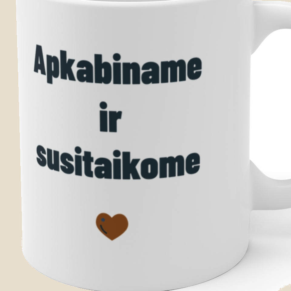 Apkabiname ir susitaikome — Puodelis, artimas spaudos vaizdas