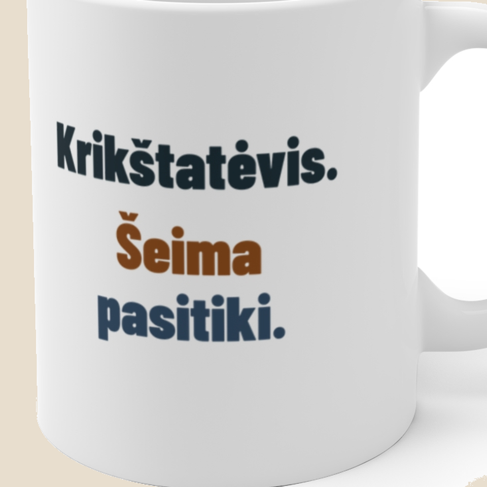 Krikštatėvis. Šeima pasitiki. — Puodelis, artimas spaudos vaizdas