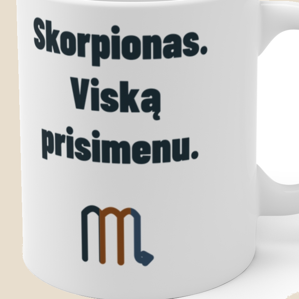 Skorpionas. Viską prisimenu. — Puodelis, artimas spaudos vaizdas