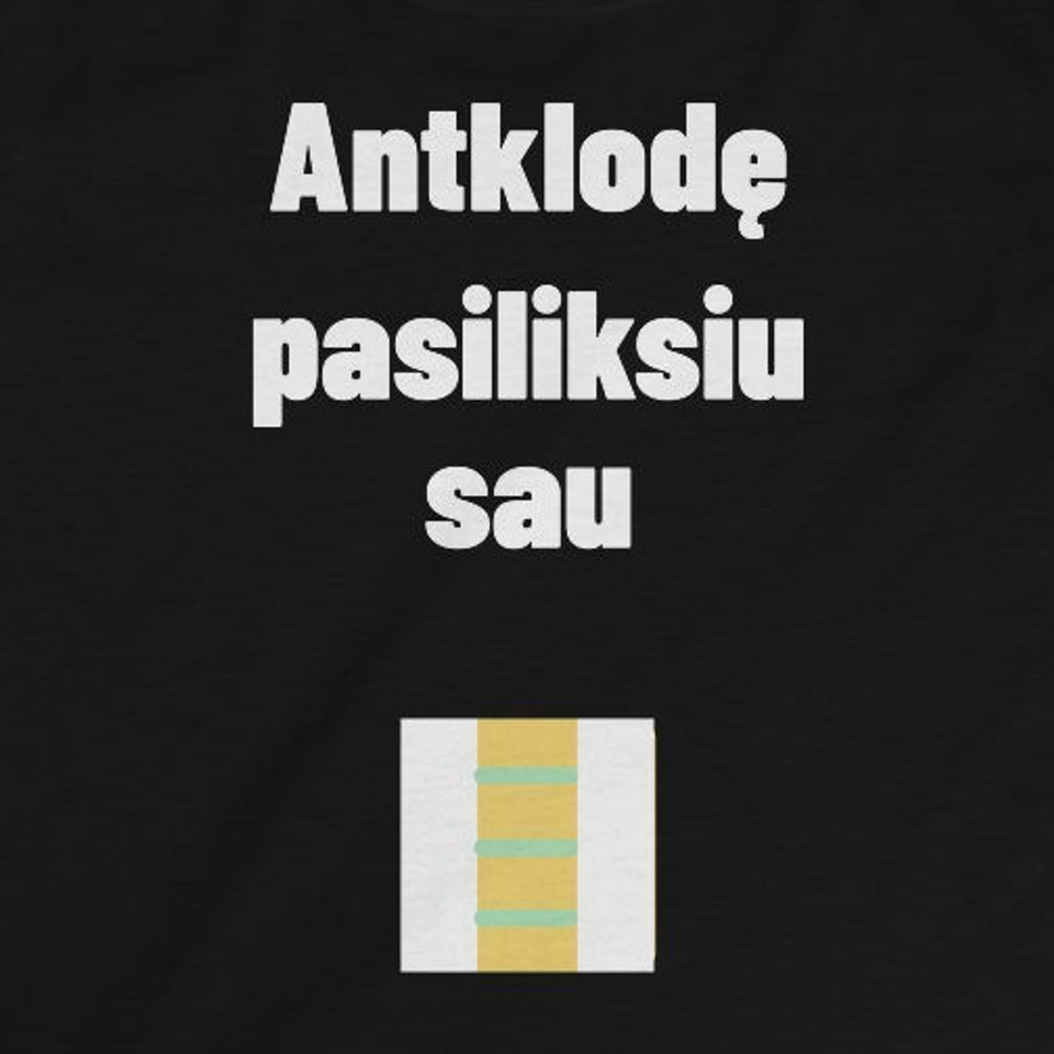 Antklodę pasiliksiu sau — Vaikiški marškinėliai, artimas spaudos vaizdas