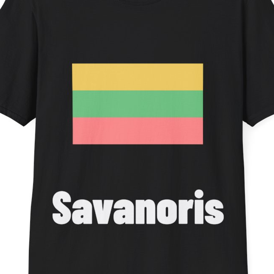 Savanoris — Marškinėliai, artimas spaudos vaizdas