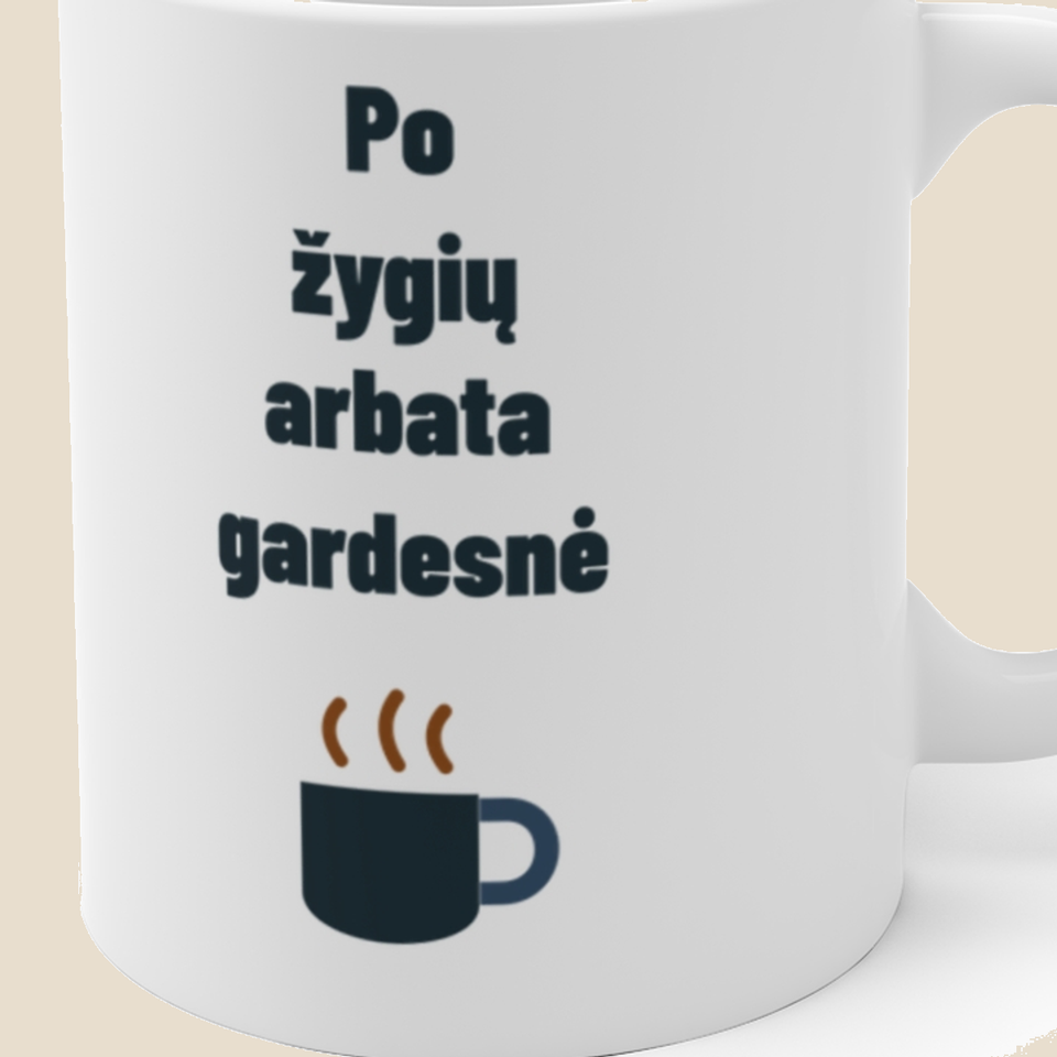 Po žygių arbata gardesnė — Puodelis, artimas spaudos vaizdas
