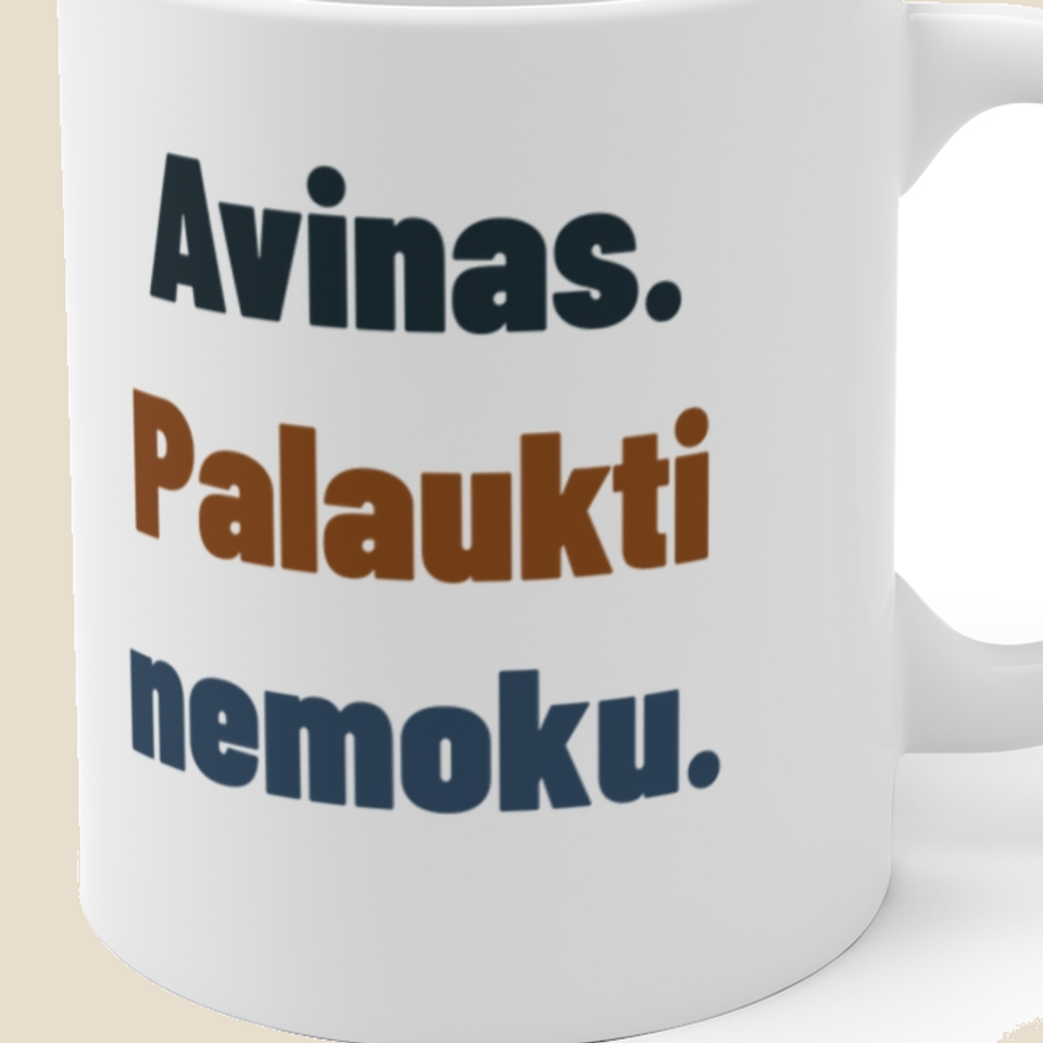 Avinas. Palaukti nemoku. — Puodelis, artimas spaudos vaizdas