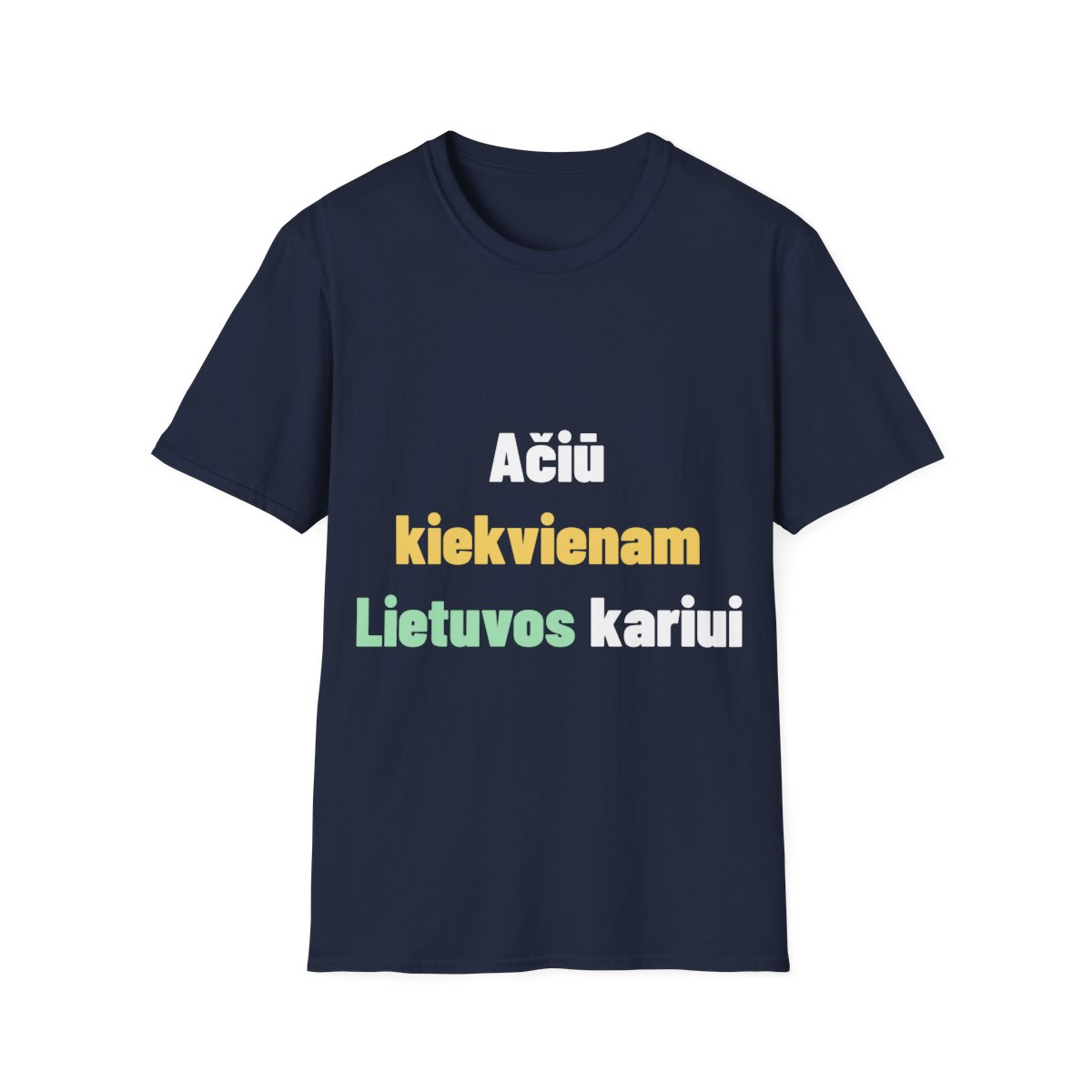 Ačiū kiekvienam Lietuvos kariui — Marškinėliai, artimas spaudos vaizdas